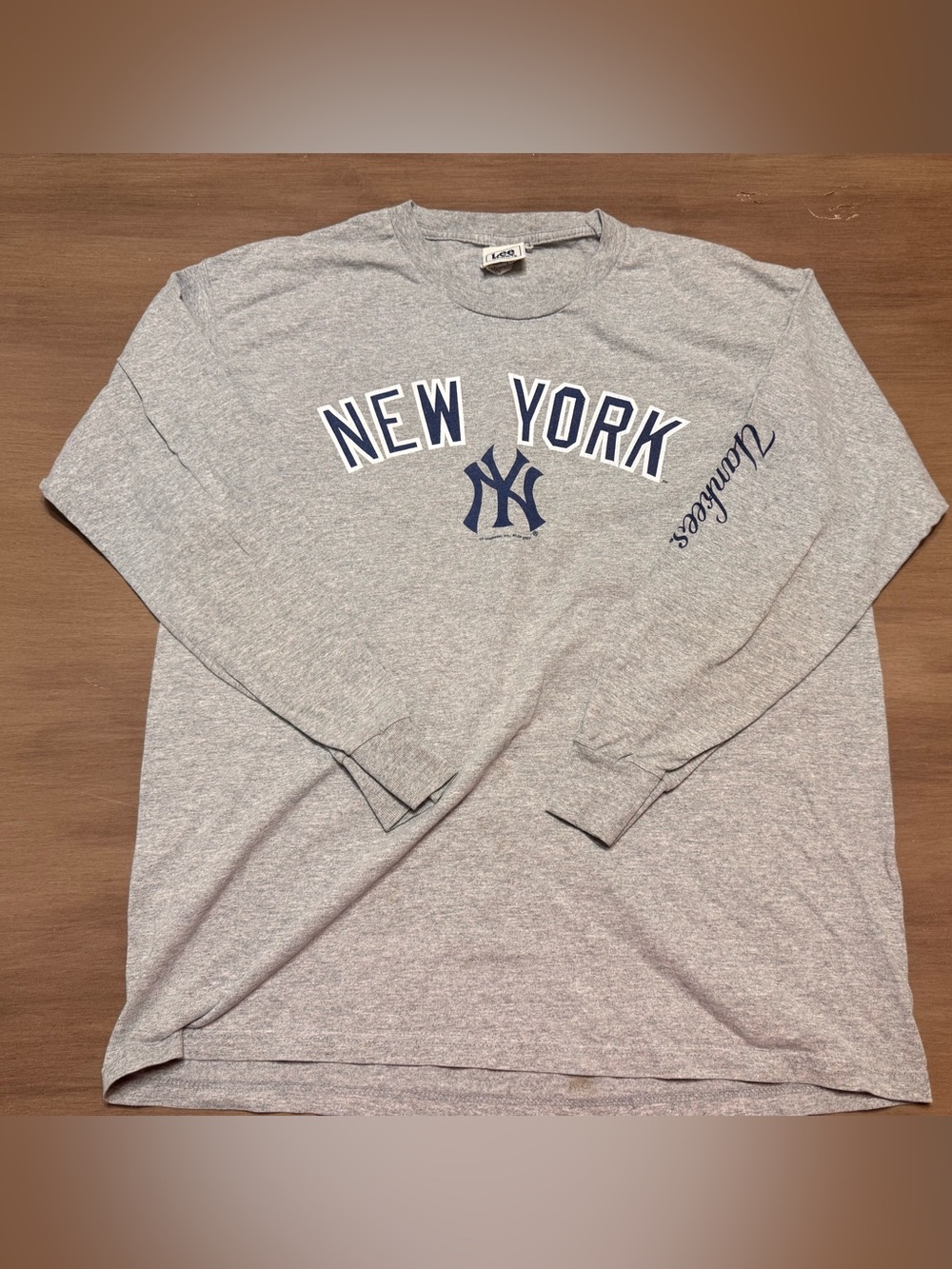 Vintage 2007 New York Yankees Lee Sport Long Sleeve Shirt Men’s L Gray MLB